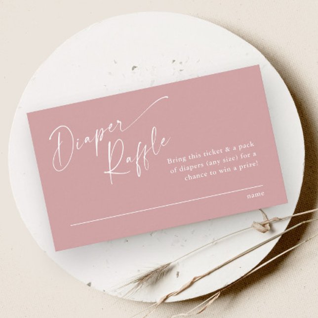 Script Diaper Raffle Girls Baby Shower Enclosure Card (Modern script girls dusty pink baby shower diaper raffle enclosure card.)