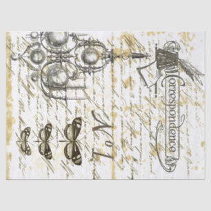 Script Digital Collage Decoupage Tissue Paper