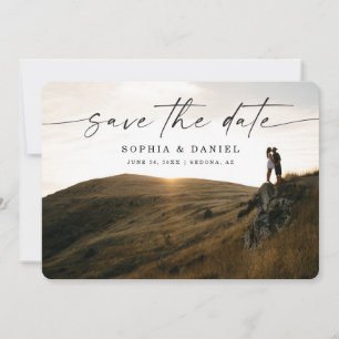 Script Double Sided Photo Save The Date