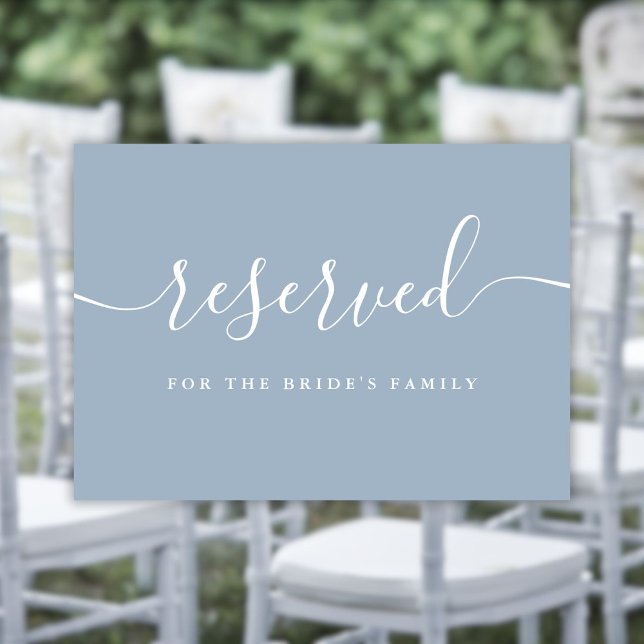 Script Dusty Blue Wedding Reserved Chair Sign (Script Dusty Blue Wedding Reserved Chair Sign)