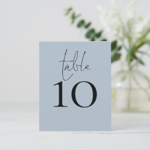 Script Dusty Blue Wedding Table Number