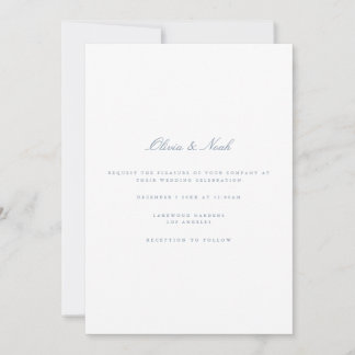 Script Dusty Blue & White Wedding Invitation Card