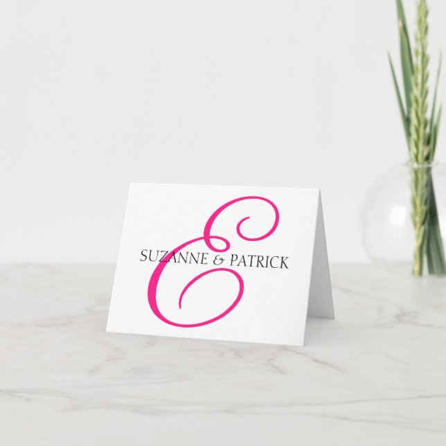 Script E Monogram Notecard (Hot Pink / Black) (Front)