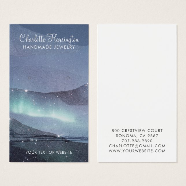 Script Earring Blue Mountains Jewelry Display Card (Front & Back)