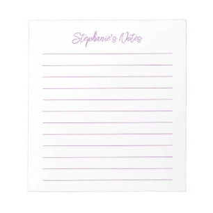 Script Elegant Lavender Lined Personalised Notepad