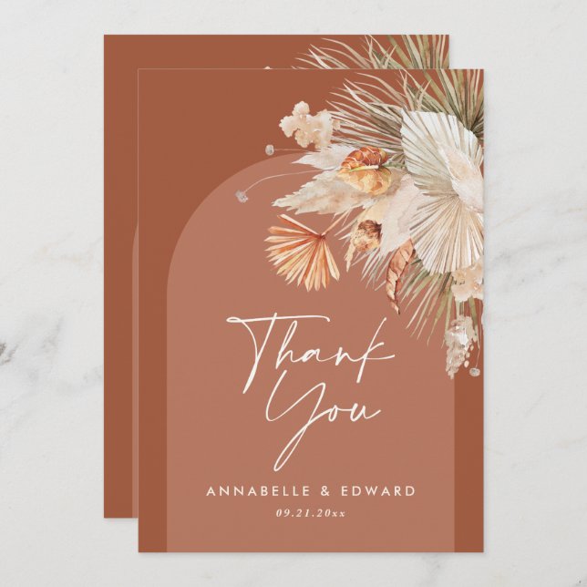 Script elegant wedding thank you teracotta modern (Front/Back)