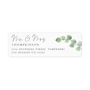 Script Eucalyptus Mr Mrs Return Name Address Label