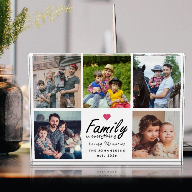 Script Family is Everything Collage Heart Memories Photo Block (Creator Uploaded)