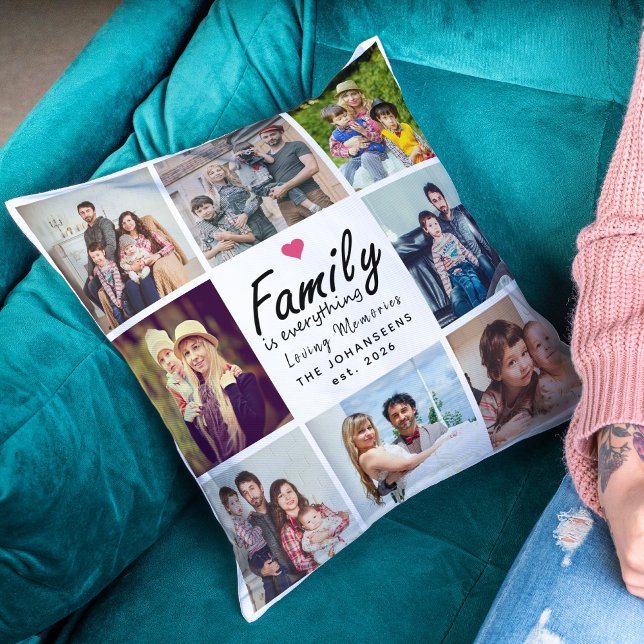 Script Family is Everything Photo Collage Keepsake Cushion (Creator Uploaded)