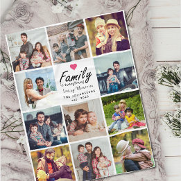Script Family is Everything Photo Collage Modern Fleece Blanket