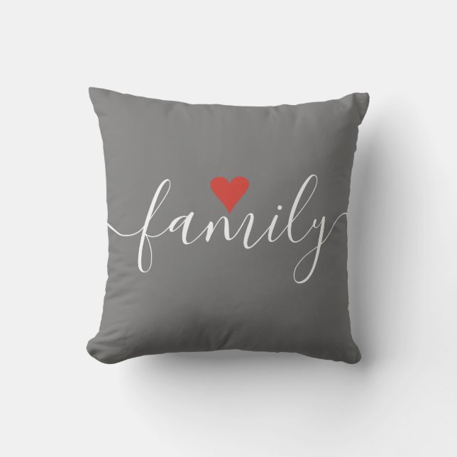 Script Family Monogram Preppy Stripe Love Heart Cushion (Front)