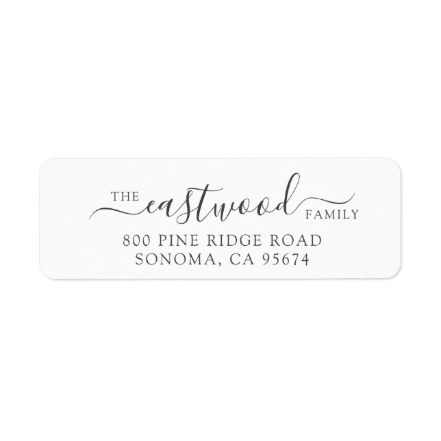Script Family Name Return Address Label (Front)