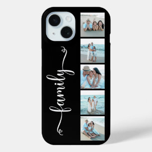 Script Family Photo Black iPhone 15 Case