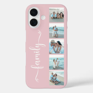 Script Family Photo Blush Pink iPhone 16 Case