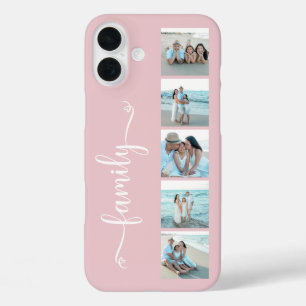 Script Family Photo Blush Pink iPhone 16 Plus Case