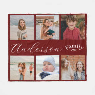Script family photo collage Fleece Blanket