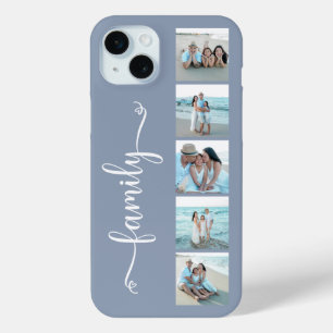 Script Family Photo Dusty Blue iPhone 15 Mini Case