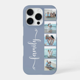 Script Family Photo Dusty Blue iPhone 16 Pro Case
