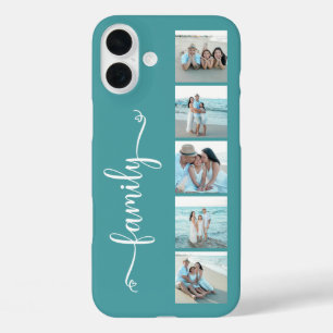 Script Family Photo Teal iPhone 16 Plus Case