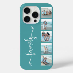 Script Family Photo Teal iPhone 15 Pro Case