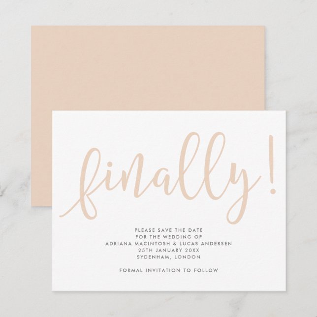 Script Finally Editable Colour  Save The Date (Front/Back)