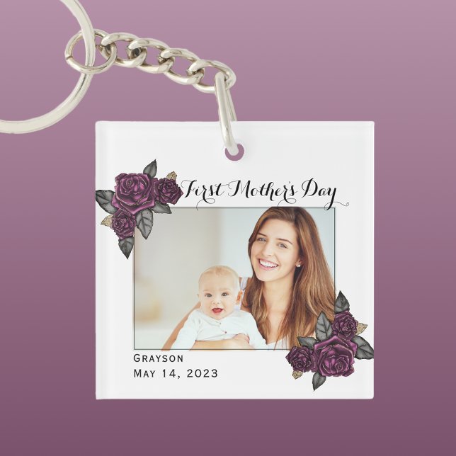 Script First Mother's Day Photo Key Ring (Creator Uploaded)