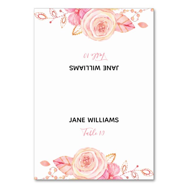 Script Floral Bridal Shower Place Cards (Front)