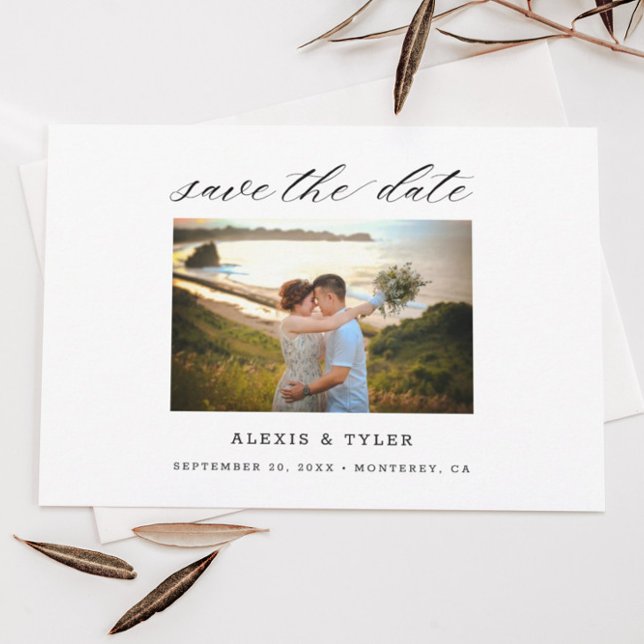 Script Floral Wedding Flat Save The Date Card (Creator Uploaded)