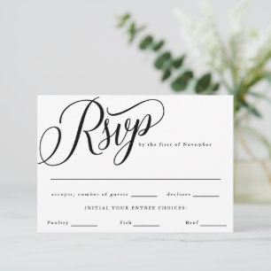 Script Flourish Modern Black Food Choices RSVP Card