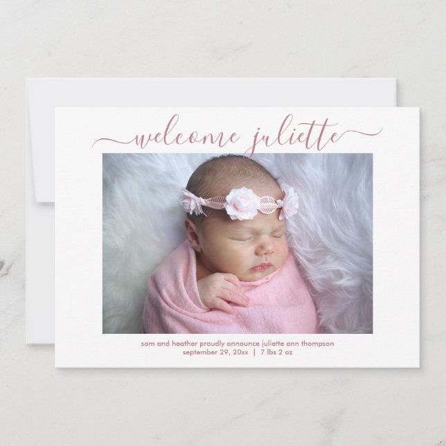 Script Font Birth Announcement (Front)
