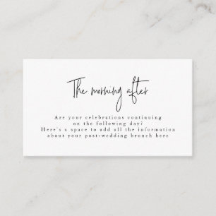 Script Font Black & White Post Wedding Brunch  Enclosure Card
