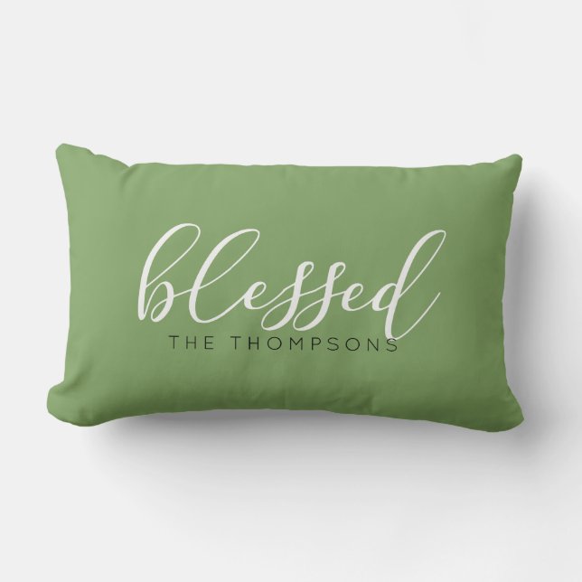 Script Font Blessed Name Lumbar Cushion (Front)