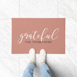 Script Font Grateful Name Doormat