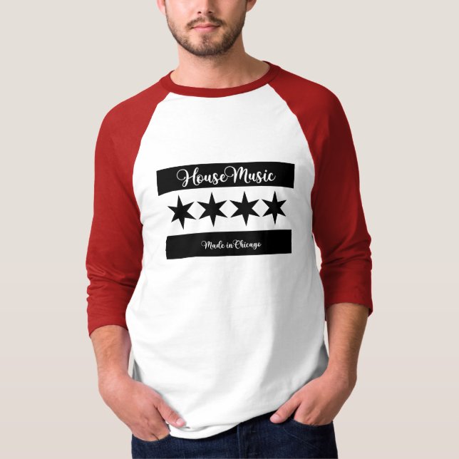 (Script Font) House Music | Made in Chicago T-Shirt (Front)