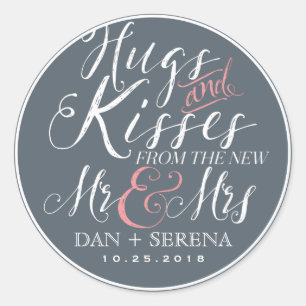 Script Font New Mr and Mrs Wedding Favour Sticker