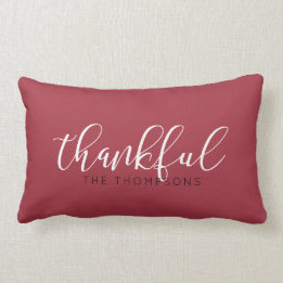 Script Font Thankful Name Lumbar Cushion
