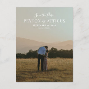 Script Font Vertical Photo Save the Date Postcard