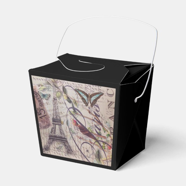 Script French country butterfly Paris Eiffel Tower Favour Box (Front Side)