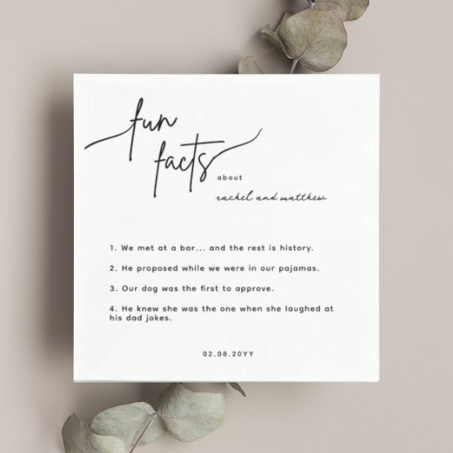 Script Fun Facts Wedding Napkins (Creator Uploaded)