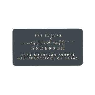 Script Future Mr Mrs Black Ivory Return Address Label