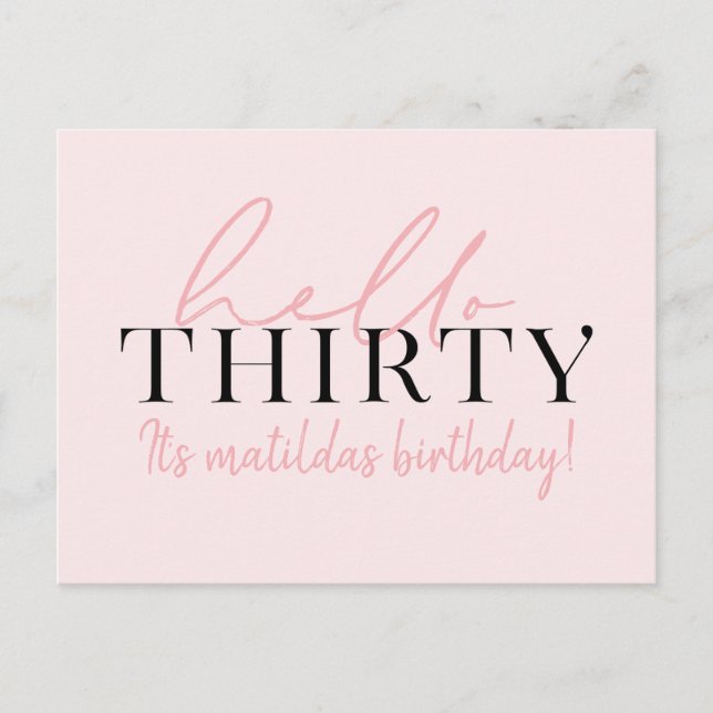 Script & geometric 30th birthday postcard (Front)