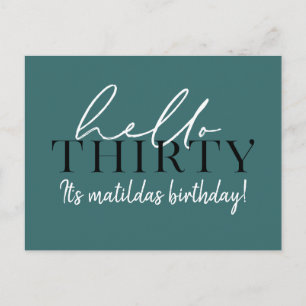 Script & geometric 30th birthday postcard