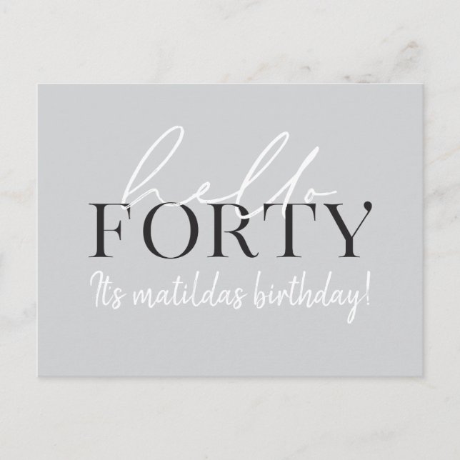 Script & geometric 40th birthday invitation (Front)