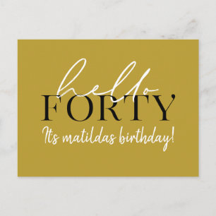 Script & geometric 40th birthday postcard