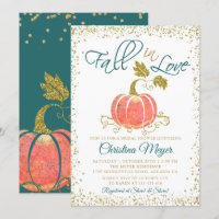 Script Glitter Pumpkin Fall in Love Bridal Shower