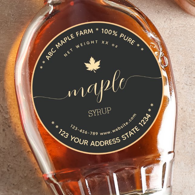 Script Gold and Black maple syrup labels (Creator Uploaded)