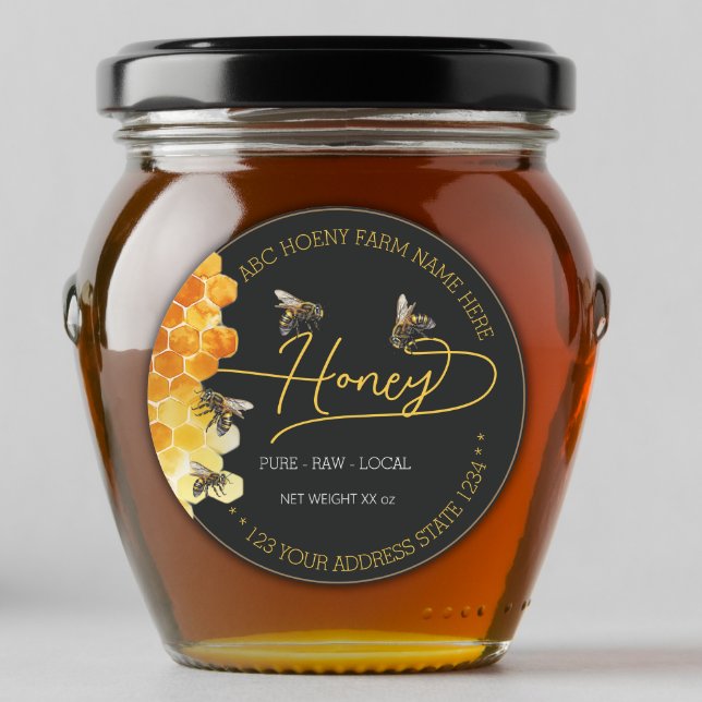 Script Gold and Black round honeycomb jar labels (Creator Uploaded)