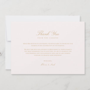 Script Gold & Blush Pink Thank you Card