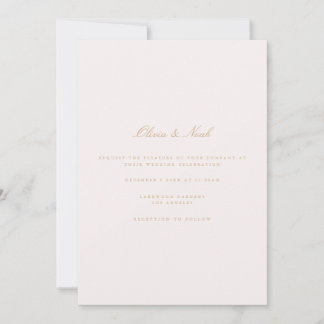 Script Gold & Blush Pink Wedding Invitation Card