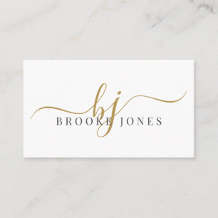 Script Gold Monogram Initials Name Calling Card